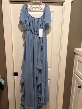 Light Blue Ruffle Maxi Dress - Women's Elegant Summer Dress